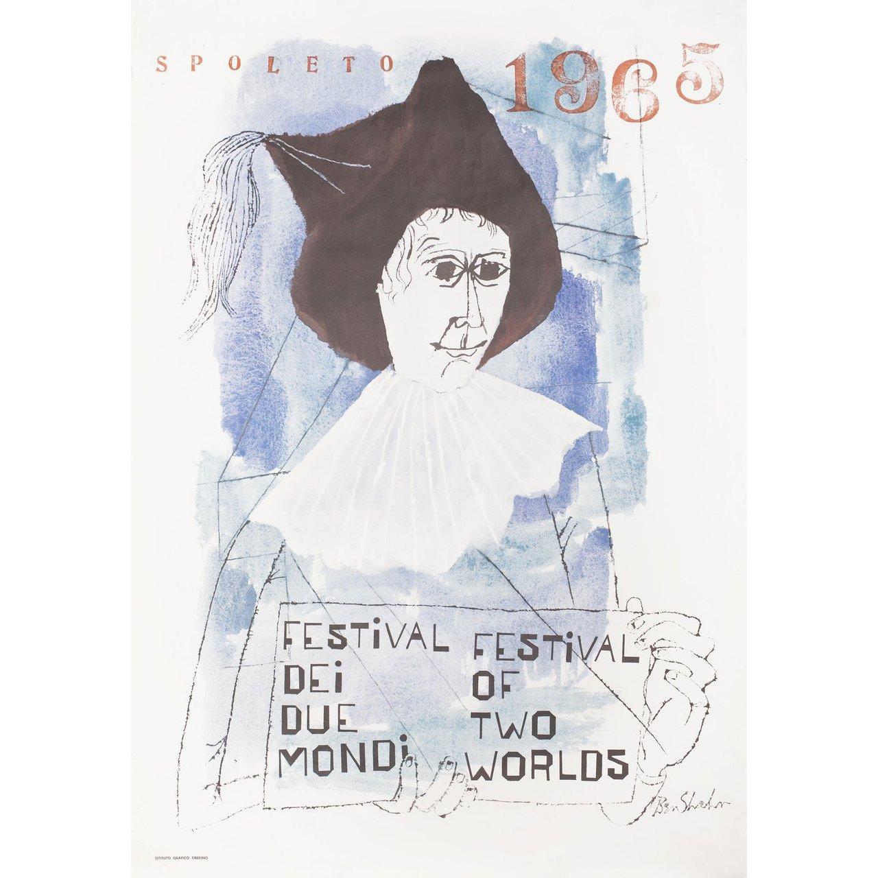 Original 1965 Italian foglio poster by Ben Shahn for the 1958 festival Spoleto Festival (Festival dei Due Mondi). Very Good condition, rolled with edge wear & staining. Please note: the size is stated in inches and the actual size can vary by an