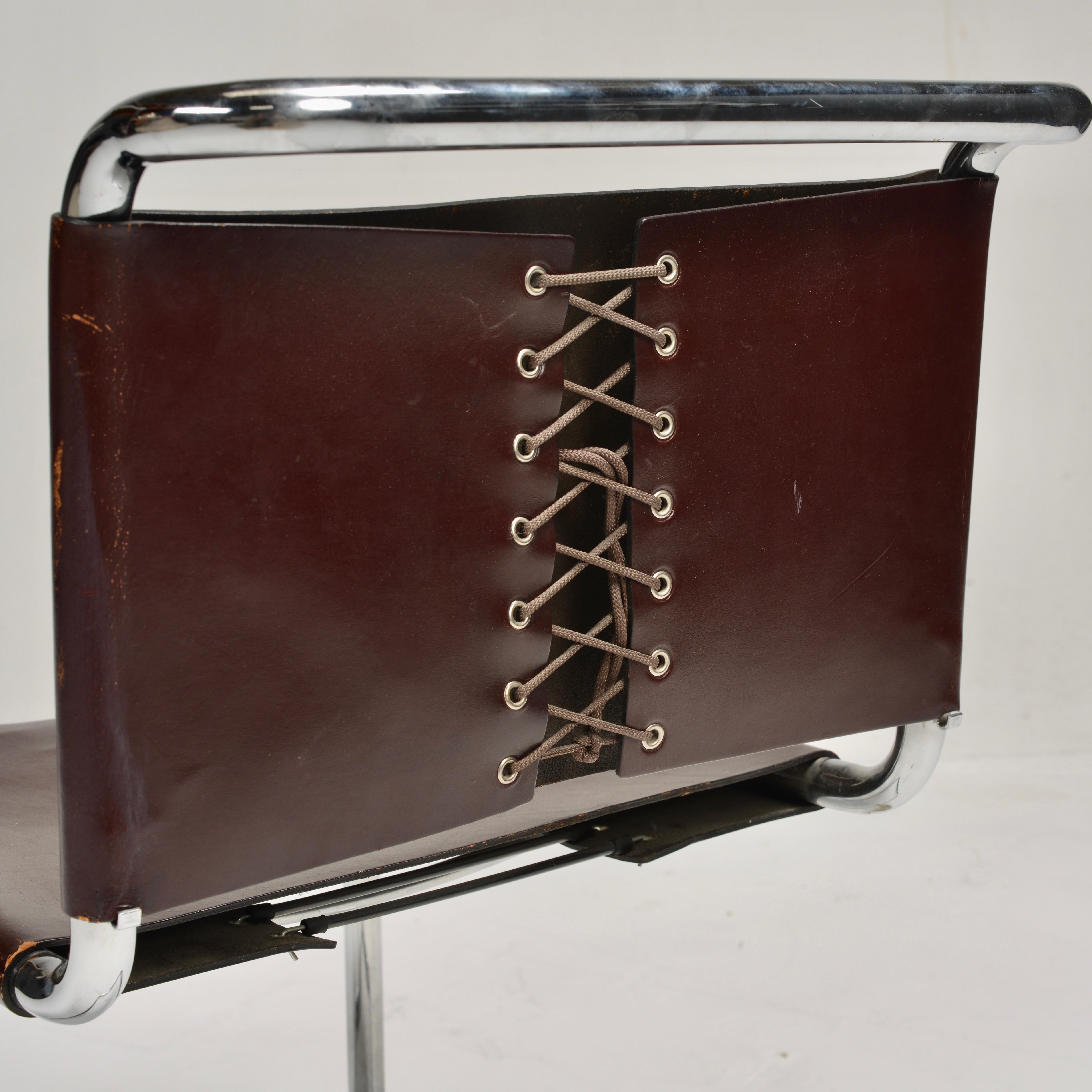 Sillas auxiliares Spoleto para Knoll International en cuero rojo caramelo en venta 3