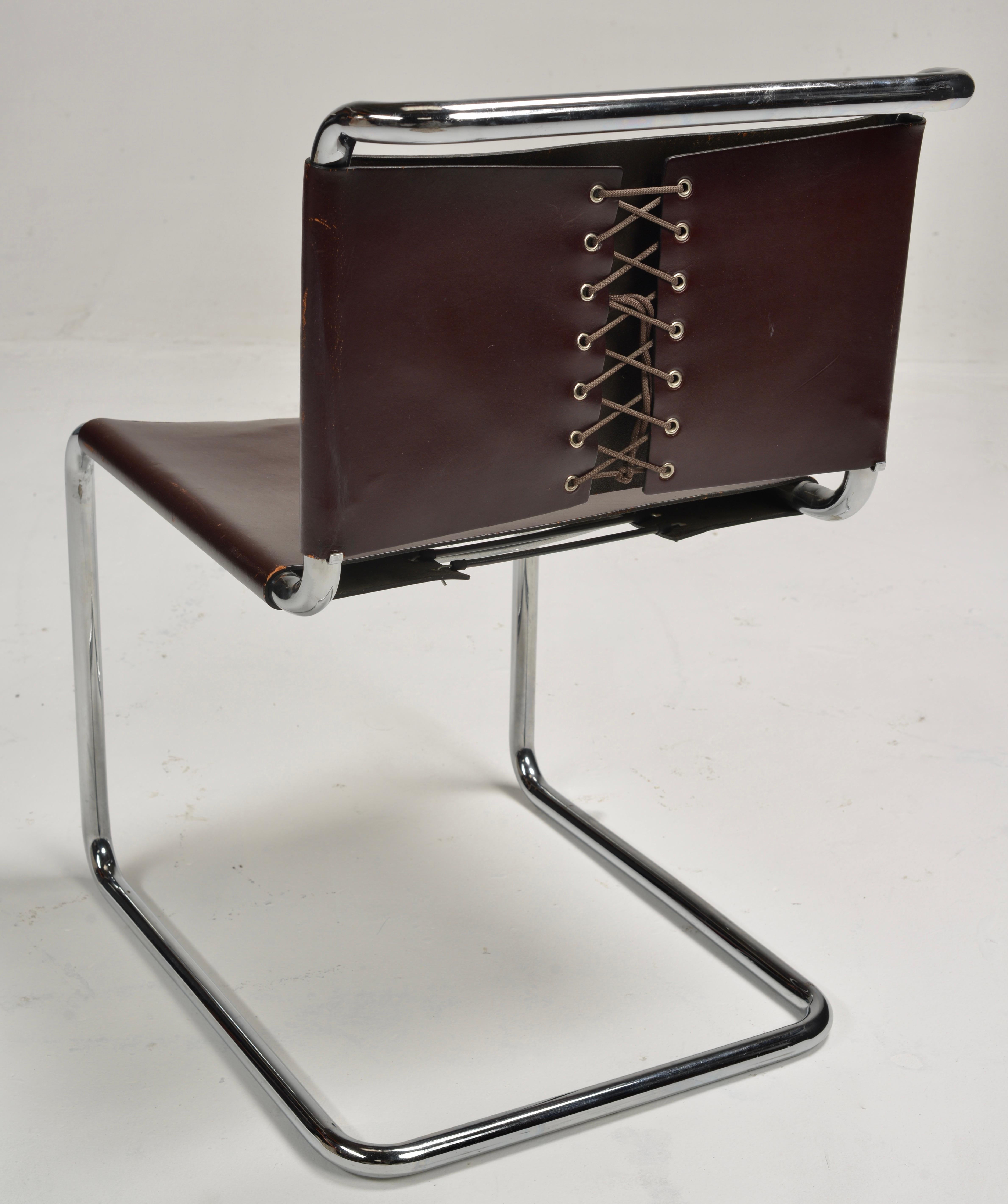 Sillas auxiliares Spoleto para Knoll International en cuero rojo caramelo en venta 4