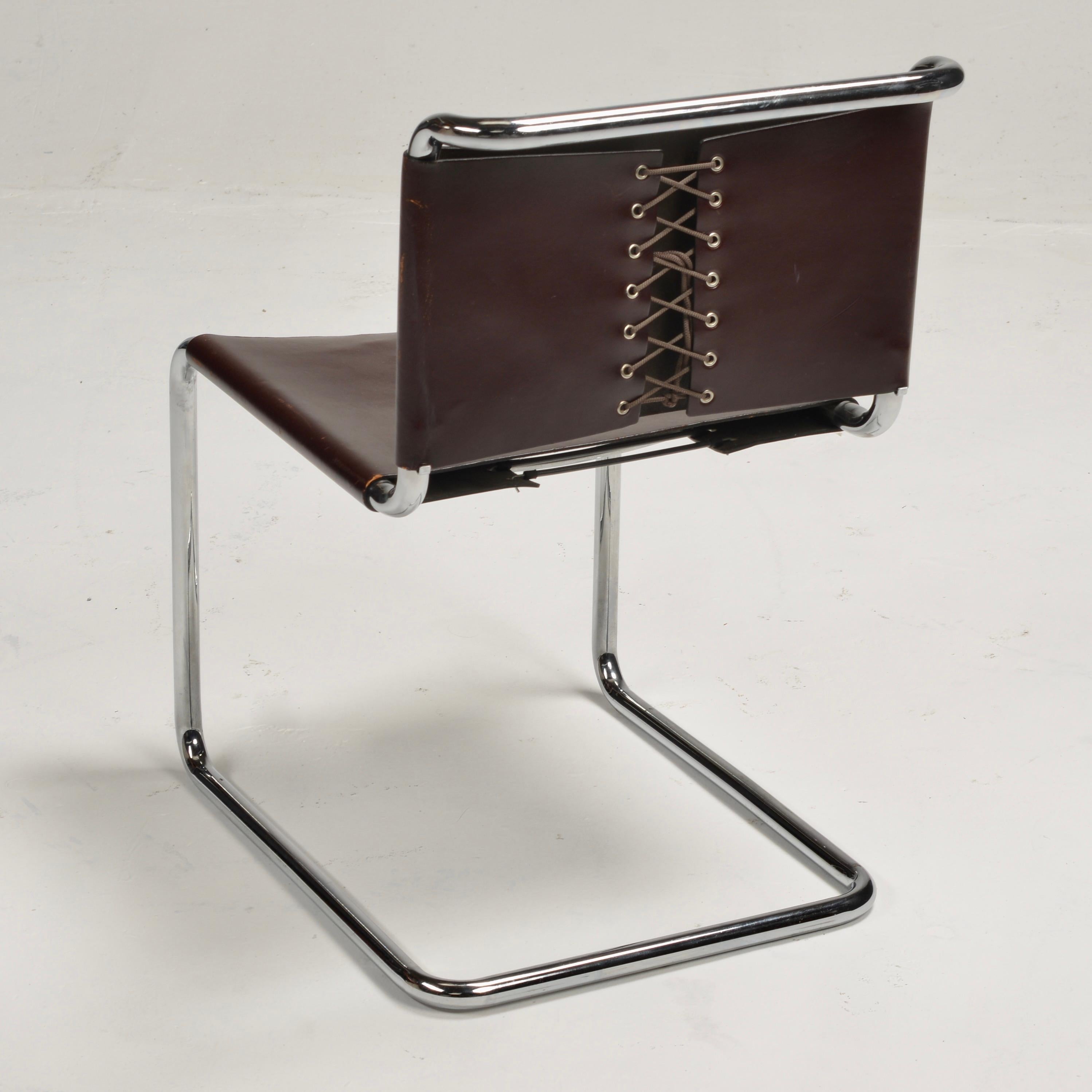 Sillas auxiliares Spoleto para Knoll International en cuero rojo caramelo en venta 5