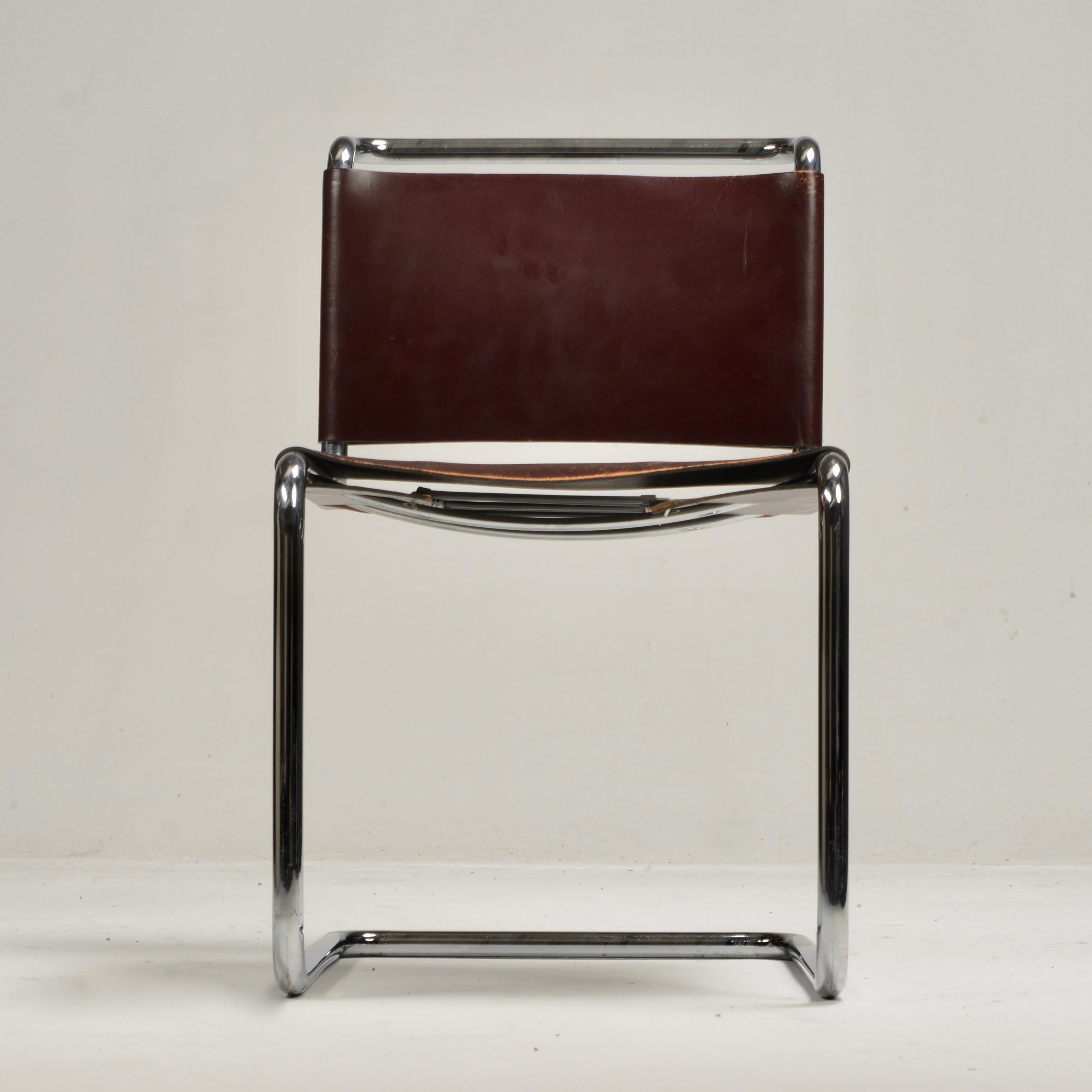 Sillas auxiliares Spoleto para Knoll International en cuero rojo caramelo en venta 9