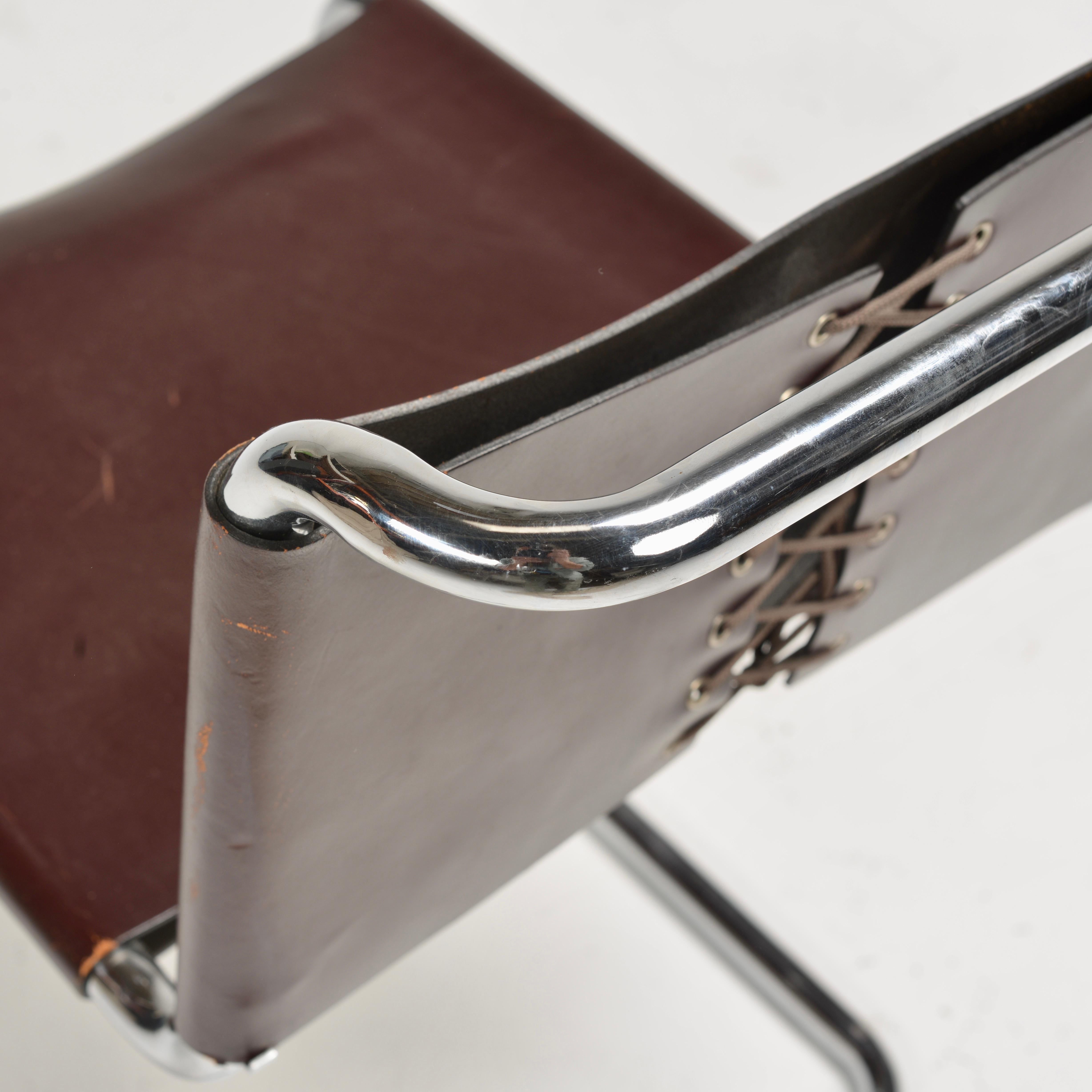 Sillas auxiliares Spoleto para Knoll International en cuero rojo caramelo en venta 10