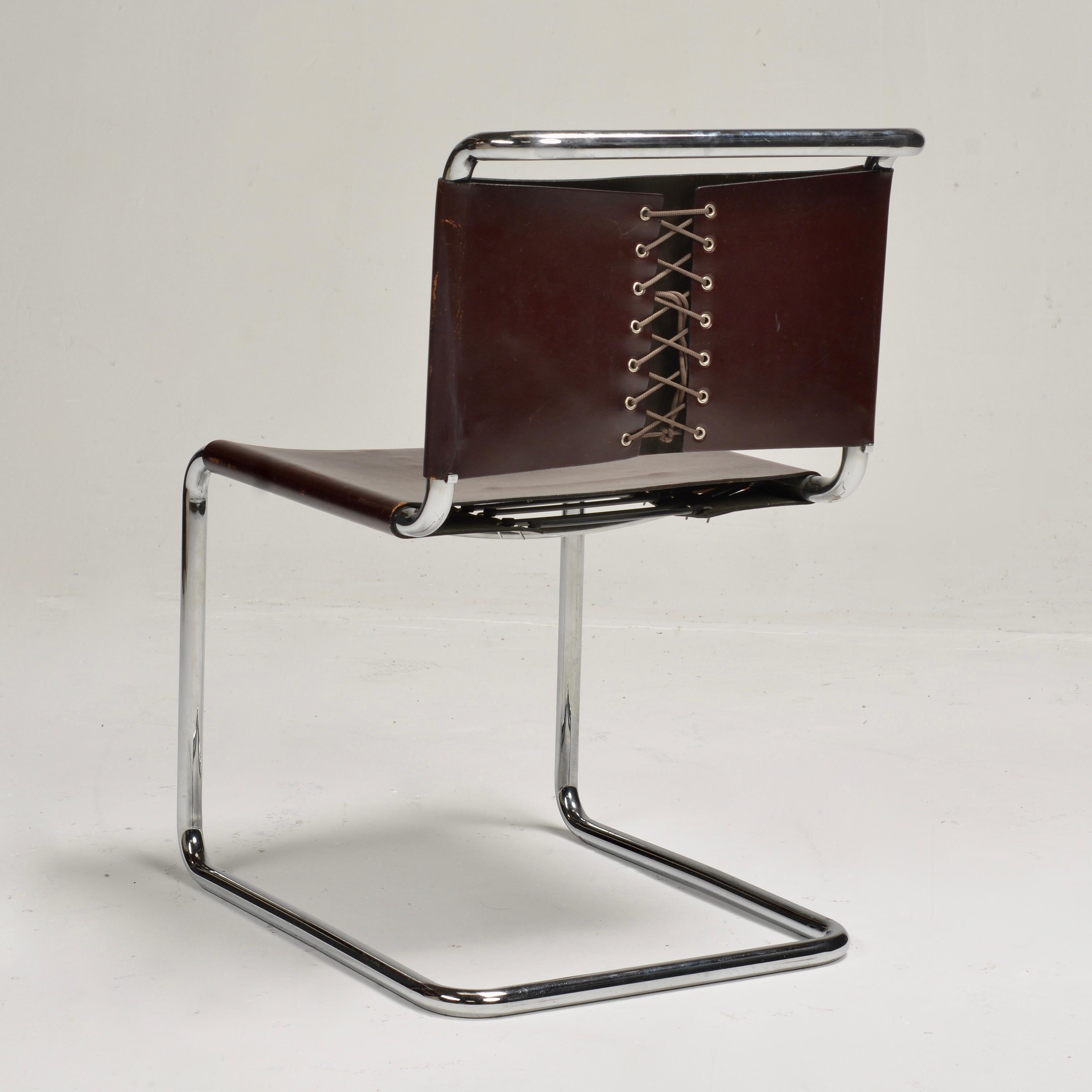 Sillas auxiliares Spoleto para Knoll International en cuero rojo caramelo en venta 2
