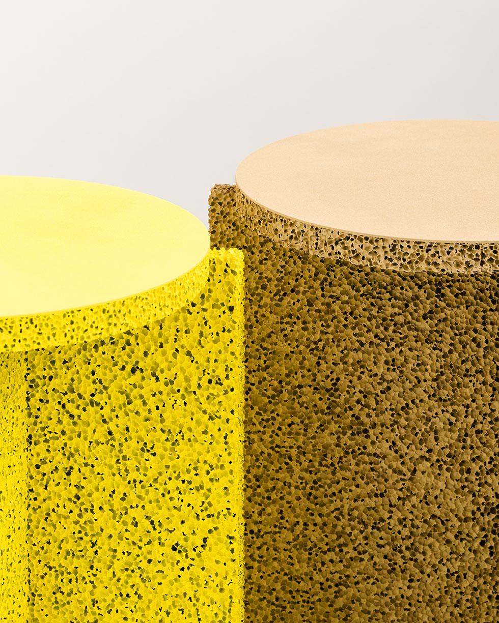 Sponge Occasional Table in Synthetic Yellow In New Condition In Vancouver, BC