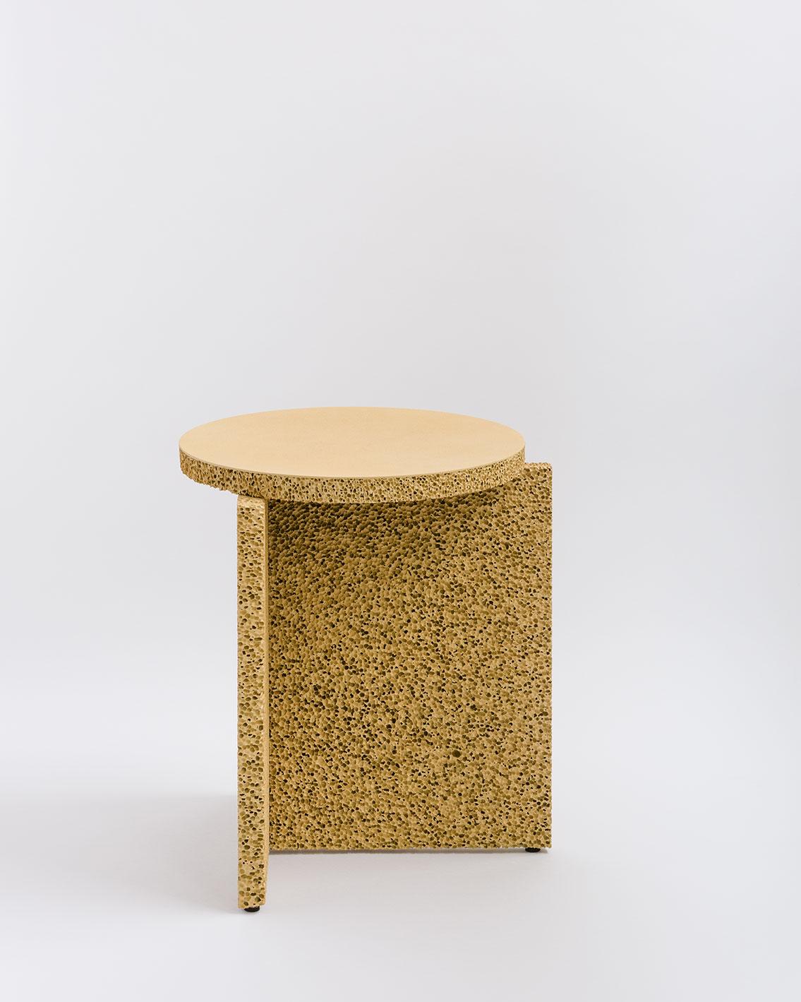Sponge Table, Calen Knauf, Occasional Side, Navy Painted, Foam Texture Aluminum  In New Condition For Sale In Vancouver, BC