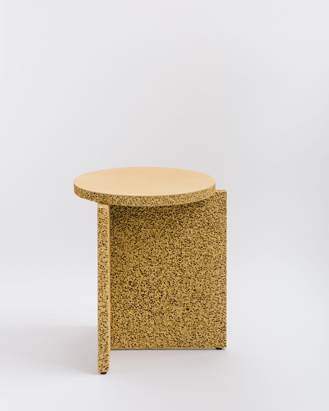 Sponge Table, Calen Knauf, Occasional Side, Navy Painted, Foam Texture Aluminum In New Condition For Sale In Vancouver, BC