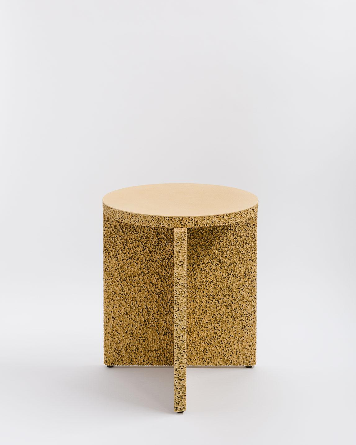 Contemporary Sponge Table, Calen Knauf, Occasional Side, Navy Painted, Foam Texture Aluminum For Sale