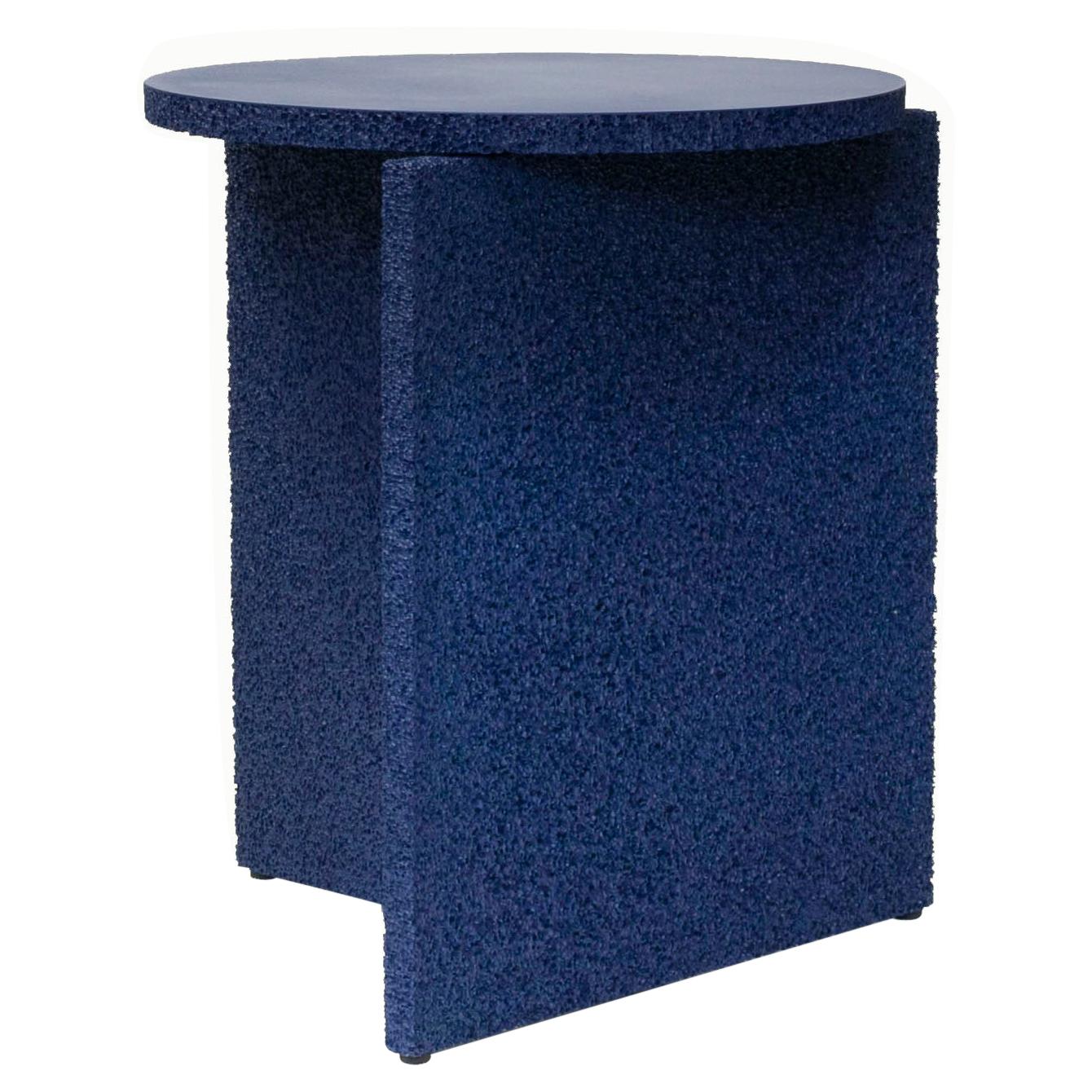 Sponge Table, Calen Knauf, Occasional Side, Navy Painted, Foam Texture Aluminum  For Sale