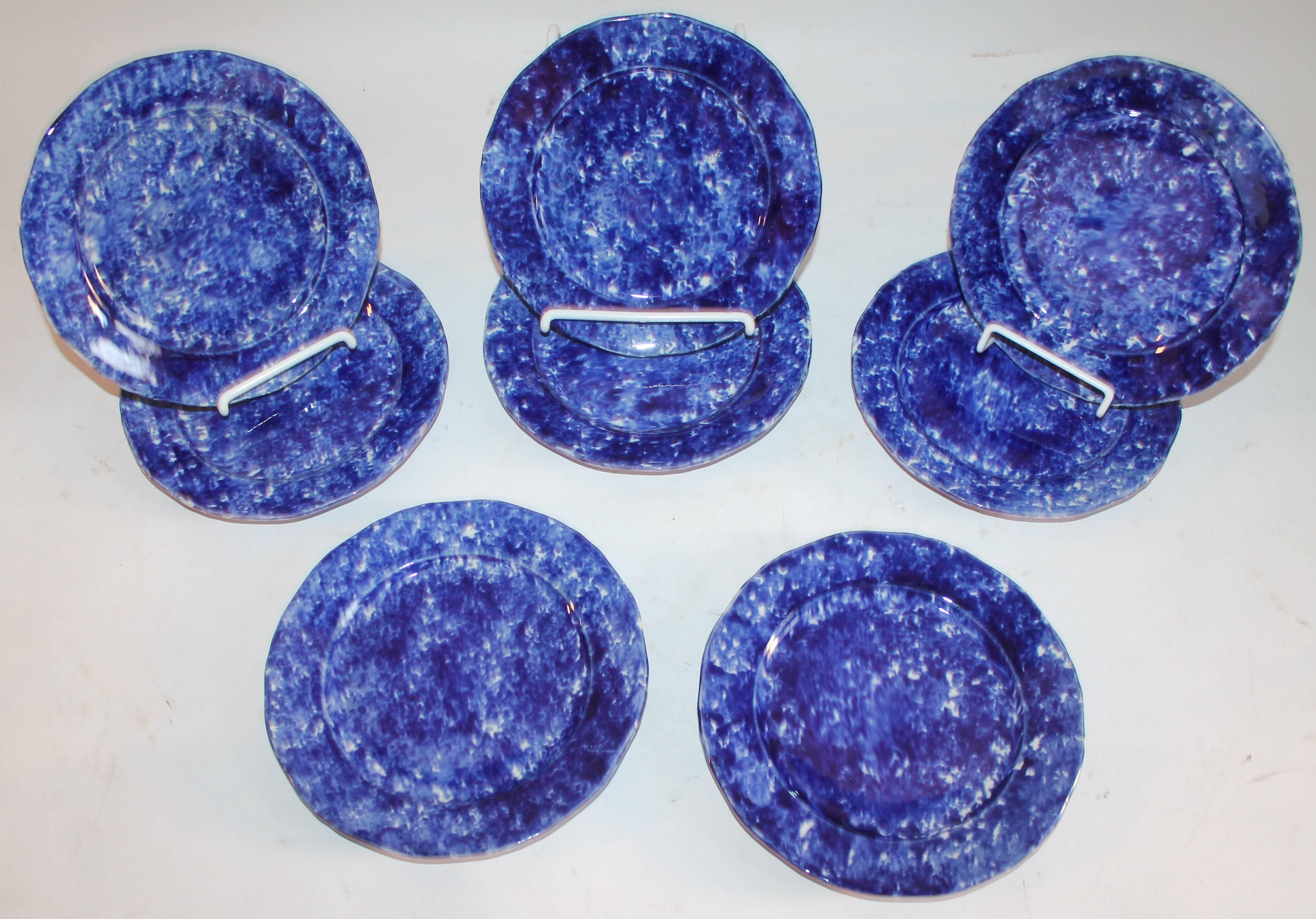 American Sponge Ware 19th Century  Plates, Set of Eight For Sale