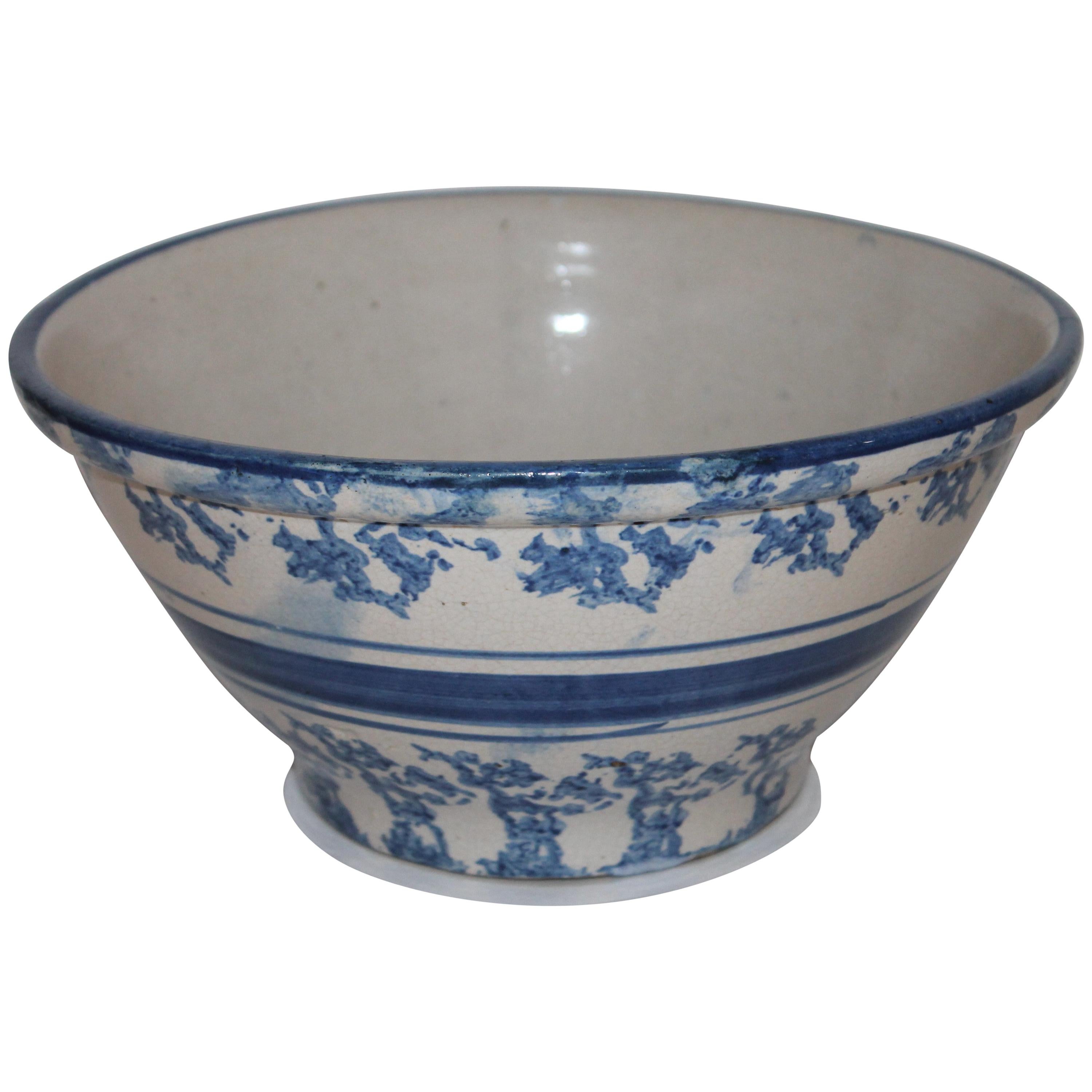 Sponge Ware Pottery Bowl, 19th Century For Sale