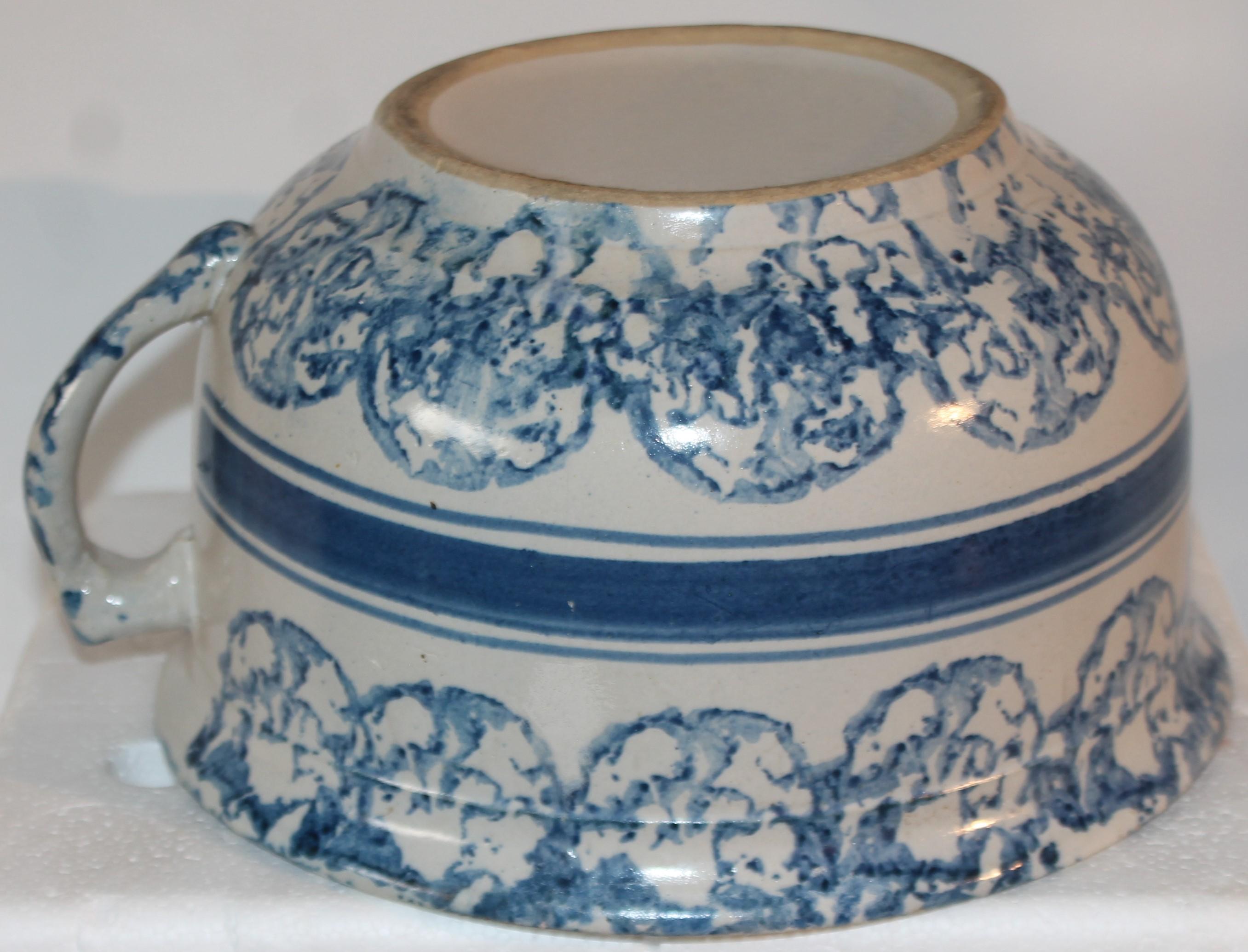 19th Century Spongeware Slop Bucket with Handle For Sale