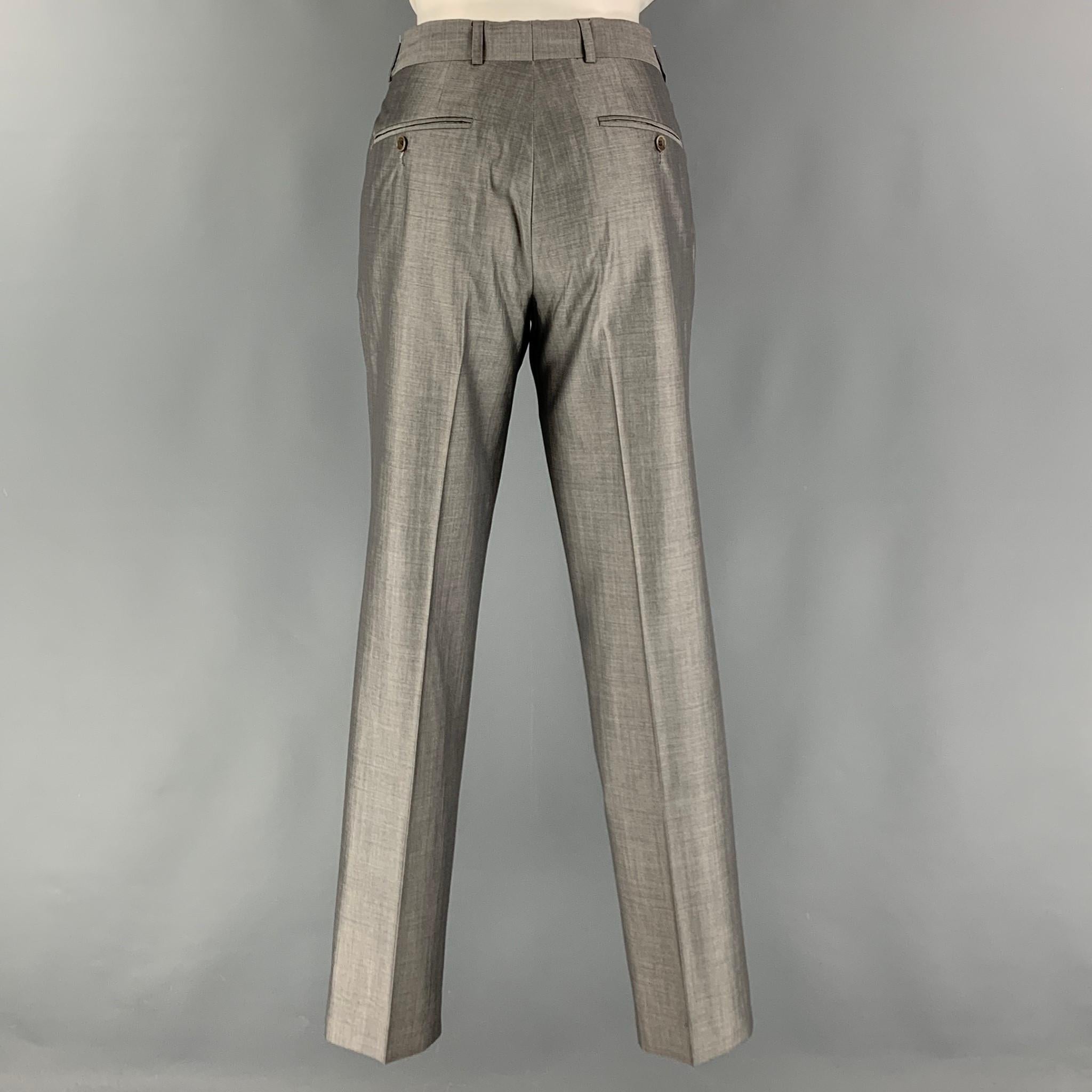 SPONTINI Size 36 Grey Shimmery Wool Silk Single Breasted 28 30 Suit 5
