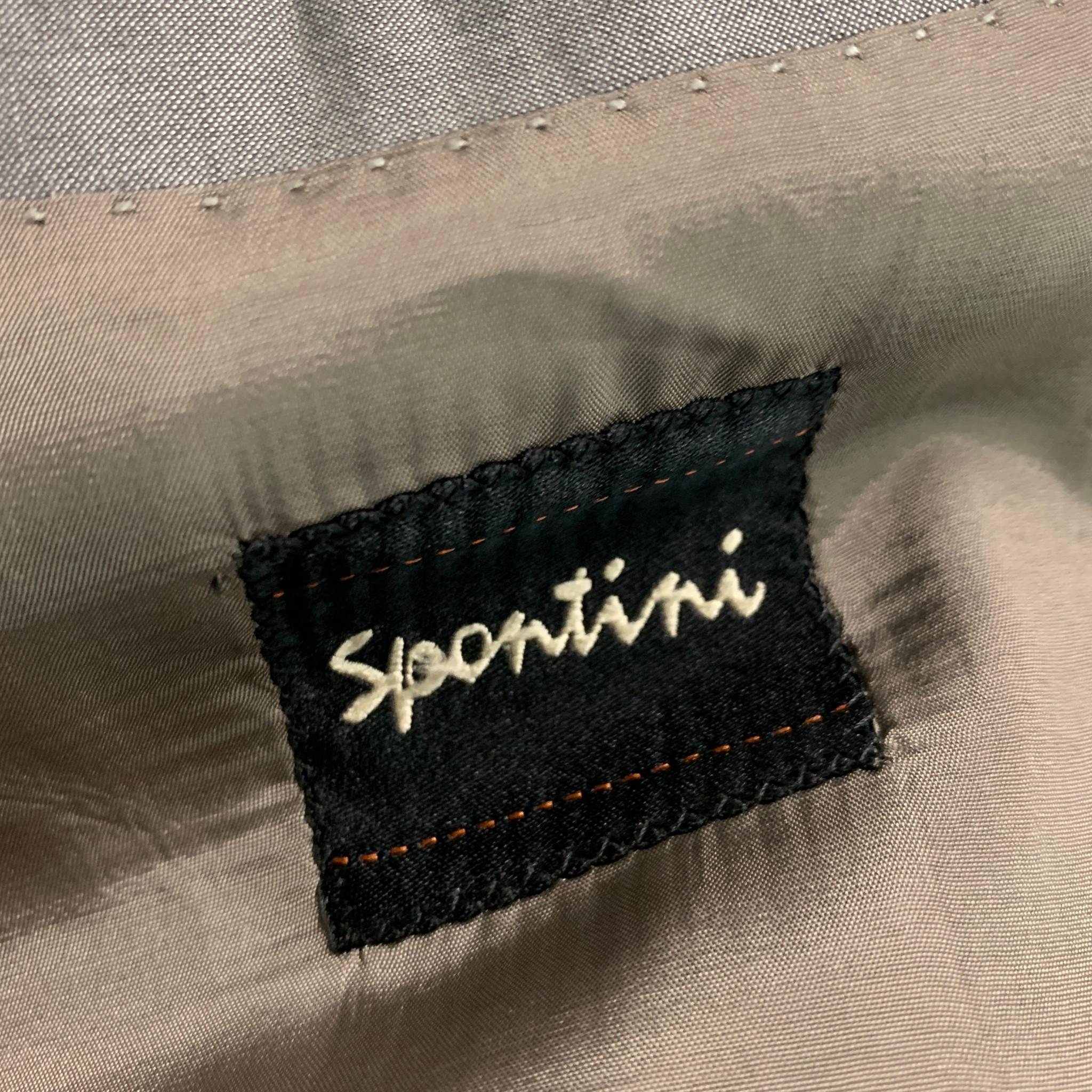 SPONTINI Size 36 Grey Shimmery Wool Silk Single Breasted 28 30 Suit 3