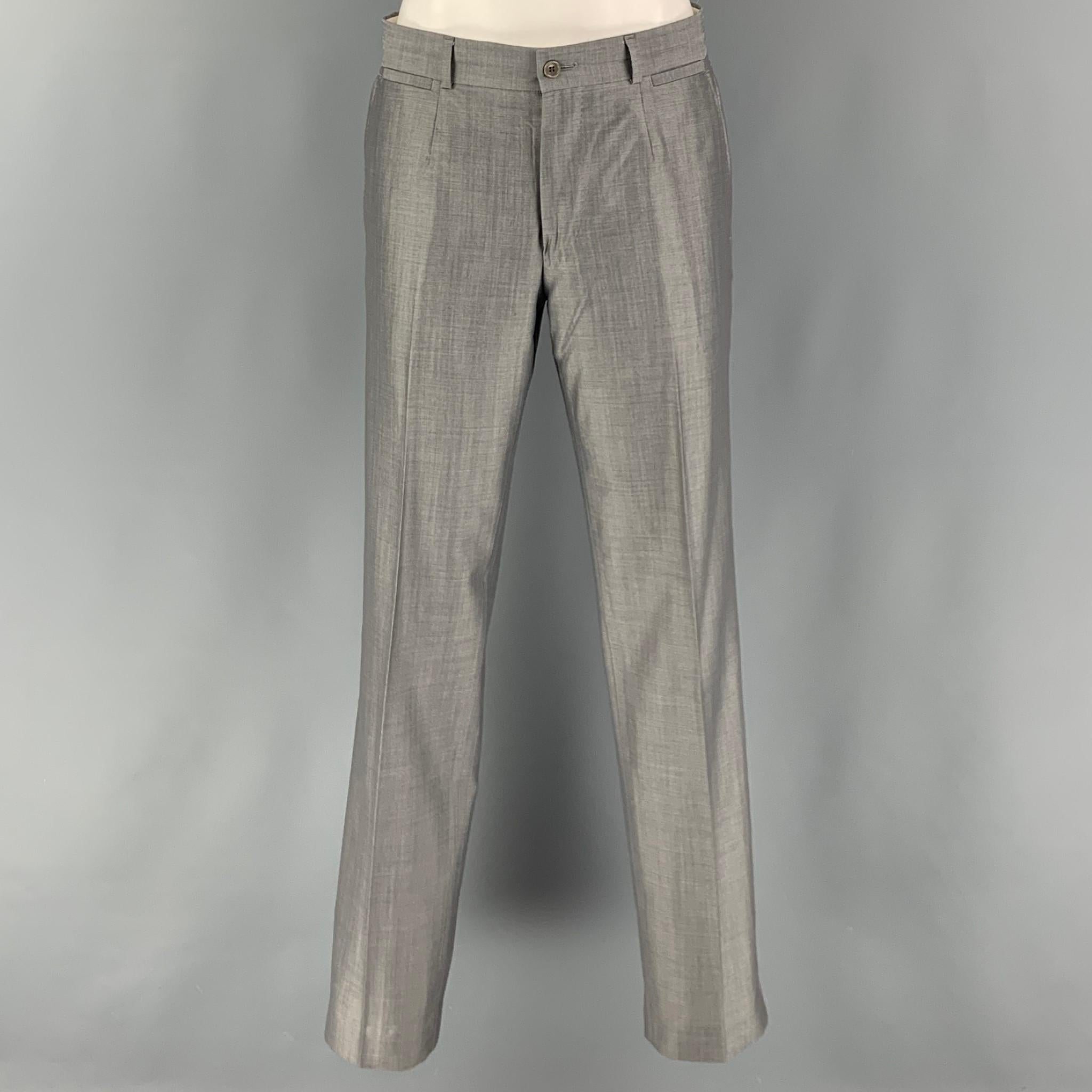 SPONTINI Size 36 Grey Shimmery Wool Silk Single Breasted 28 30 Suit 4