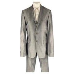 SPONTINI Size 36 Grey Shimmery Wool Silk Single Breasted 28 30 Suit