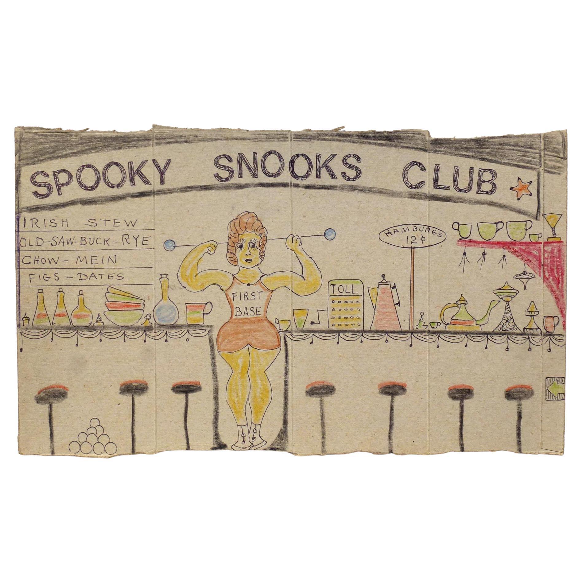 "Spooky Snooks Club Diner on Cracker Box by the Late Outsider Artist Lewis Smith For Sale