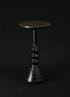 'Spool' End Table in Black Valchromat and Black Piper Surface by Laurent Peacock