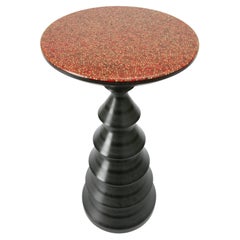 'Spool' End Table in Black Valchromat and Red Piper Surface by Laurent Peacock