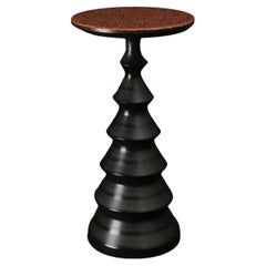 'Spool' End Table in Black Valchromat and Red Piper Surface by Laurent Peacock