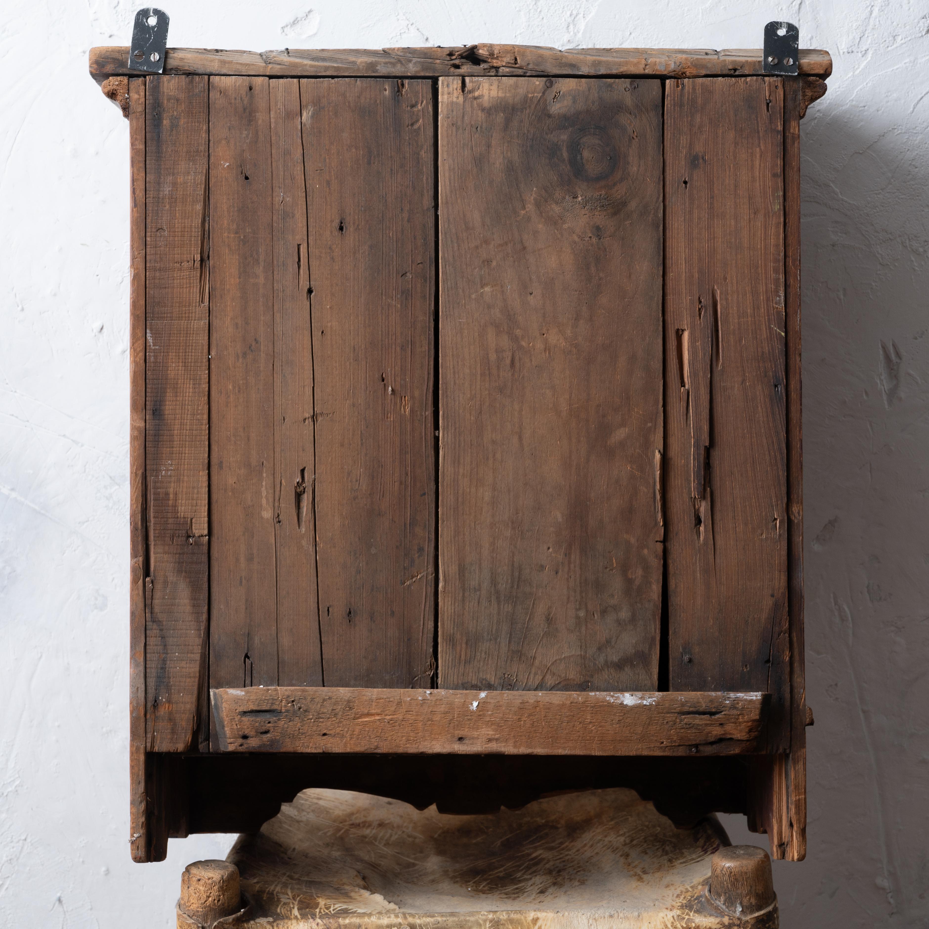 Spoon-Carved Pine Wall Cupboard, 19th Century For Sale 8