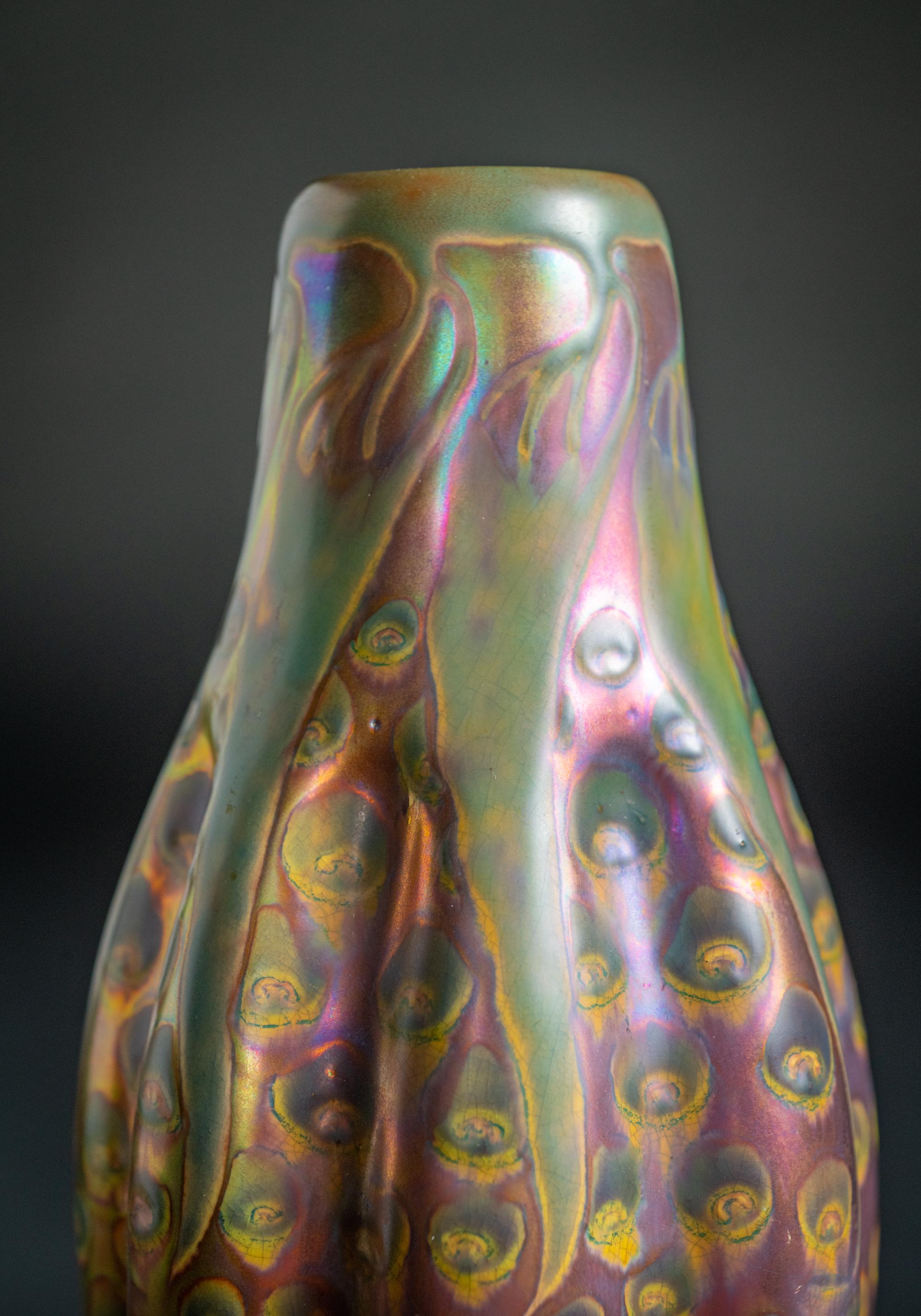 Earthenware Art Nouveau Spore Vase attributed to Sándor Apáti-Abt for Zsolnay For Sale