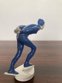 Sport Ceramic Sculpture Athlete Ice Skater by J.Hejdova Holeckova, 1950s