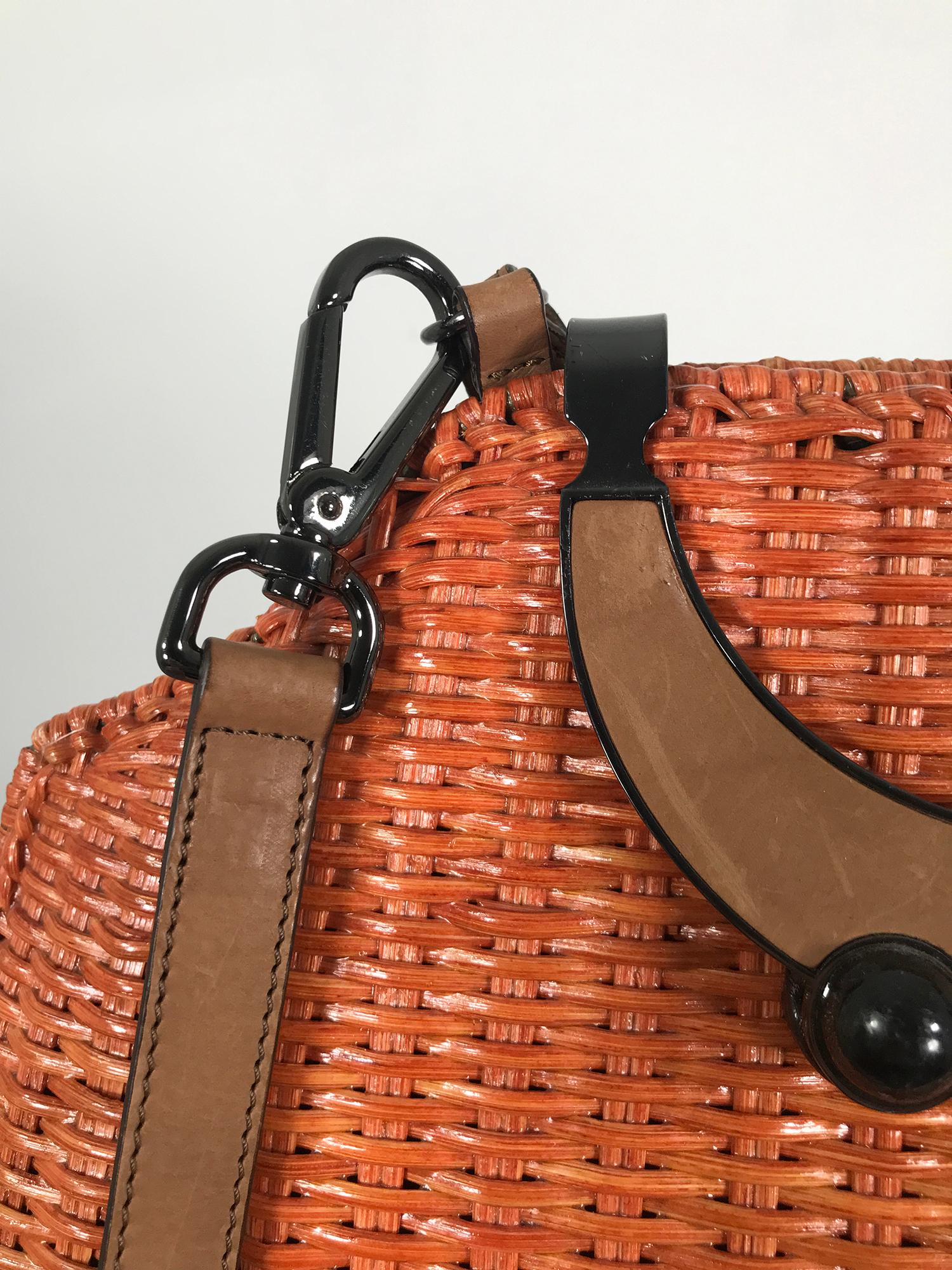 Sport Max Giant Orange Wicker Handbag Shoulder Bag For Sale 2