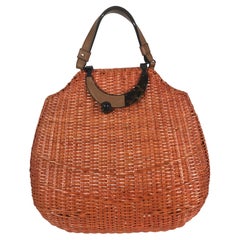 Vintage Sport Max Giant Orange Wicker Handbag Shoulder Bag