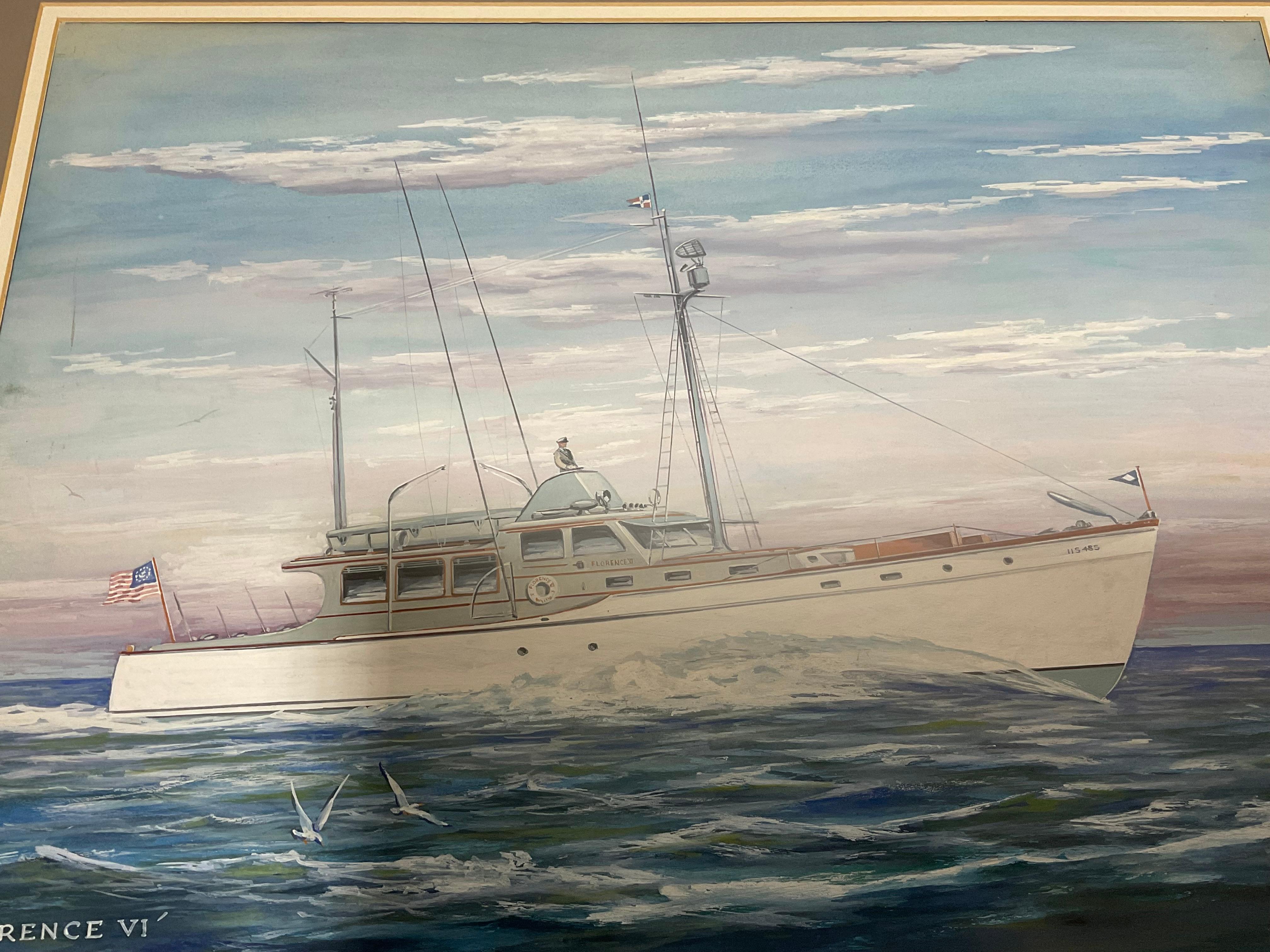 Sportfishing Boat Painting By John Austin Taylor In Good Condition For Sale In Norwell, MA