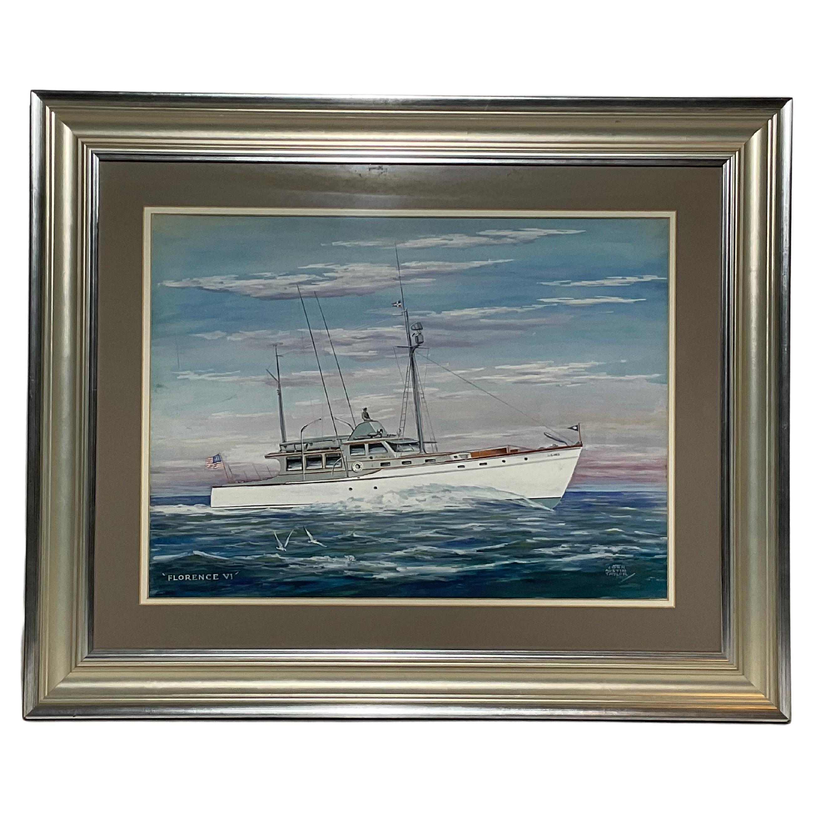 Sportfishing Boat Painting By John Austin Taylor For Sale