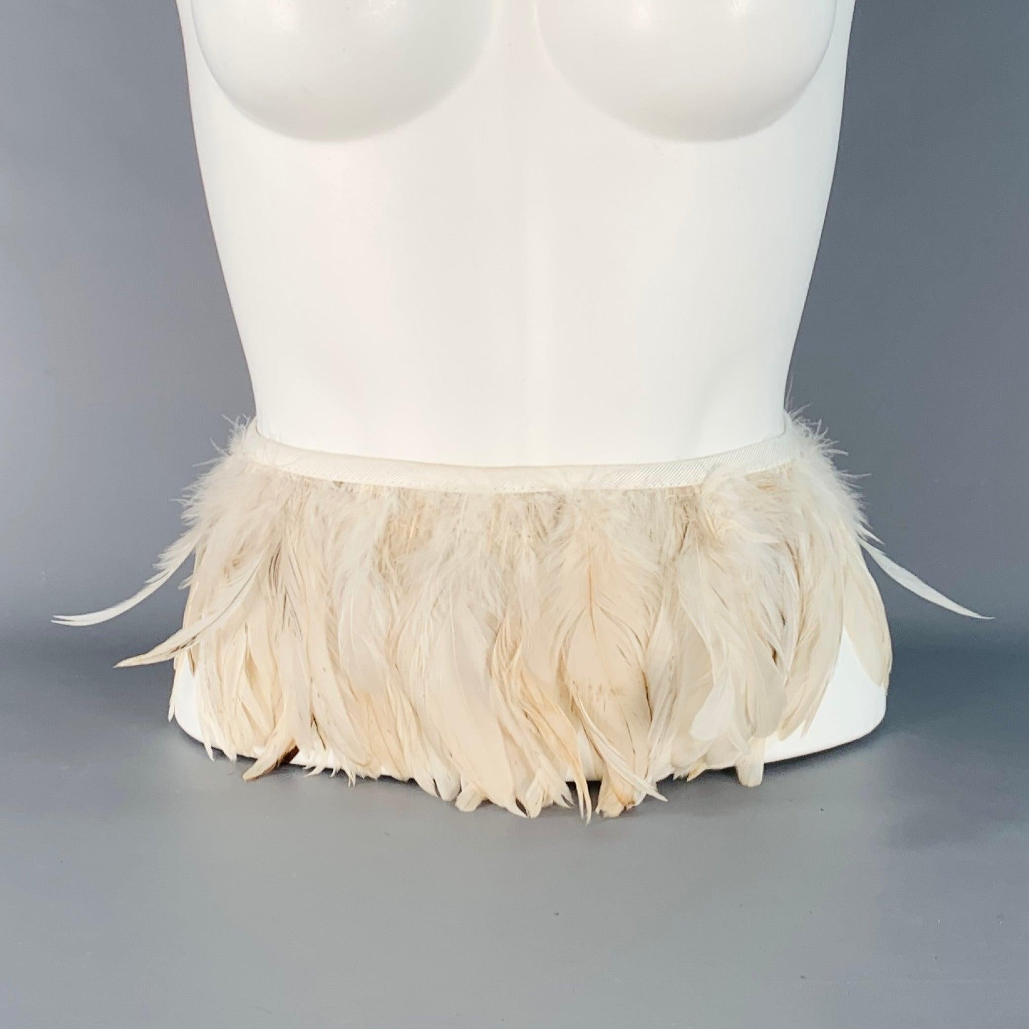 Donna Sciarpa con colletto di piume in pelle beige Sportmax in vendita