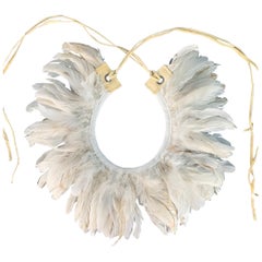 Sciarpa con colletto di piume in pelle beige Sportmax