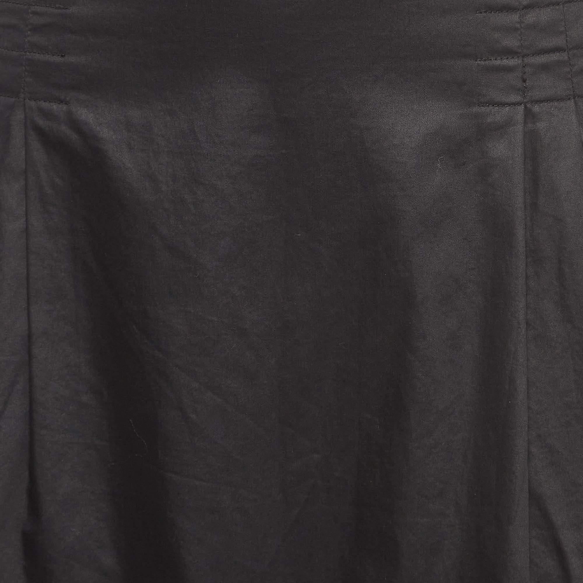 Noir Sportmax Black Cotton Pleated Knee Length Skirt M. en vente