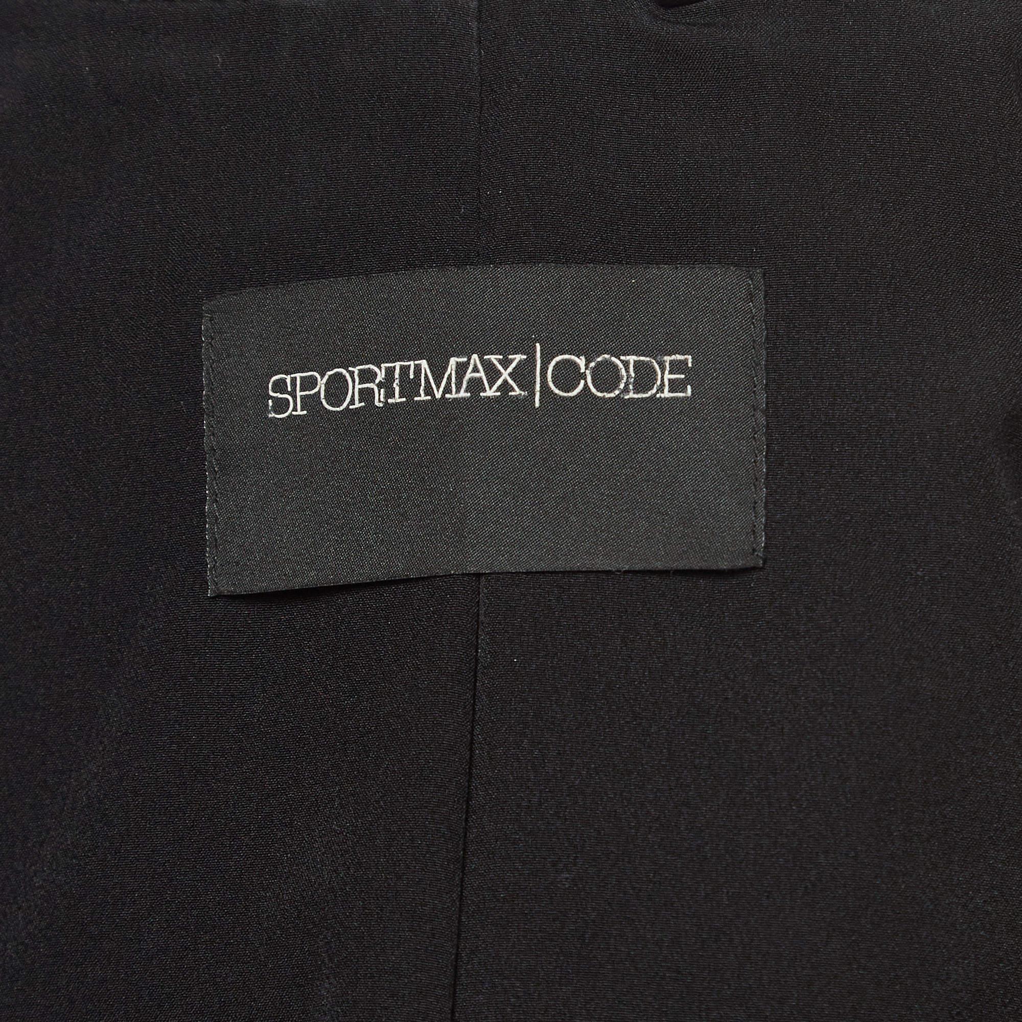 Sportmax Black Leather Cropped Biker Jacket M For Sale 1