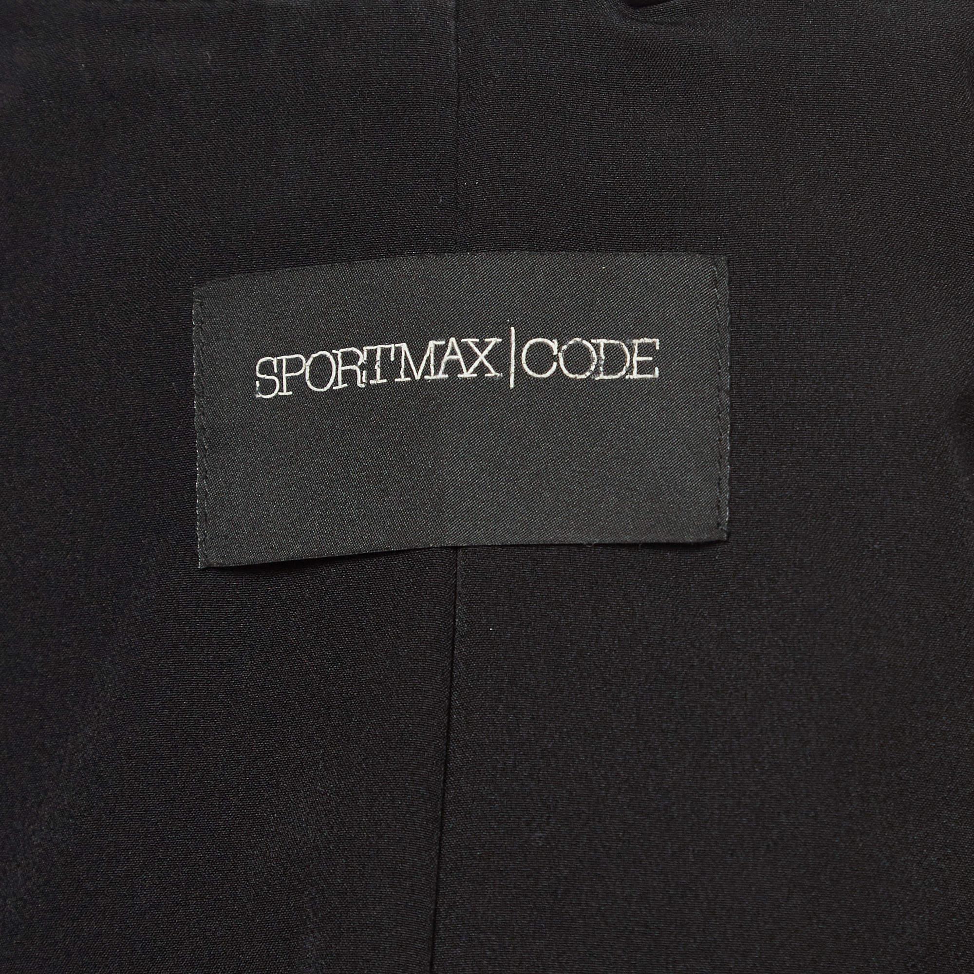 Sportmax Black Leather Cropped Biker Jacket M 1