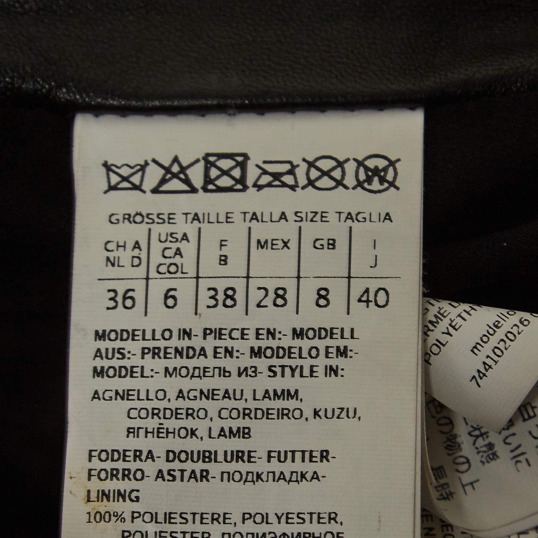 Sportmax Black Leather Cropped Biker Jacket M 2
