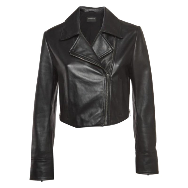 Sportmax Veste de motard croisée en cuir noir M.