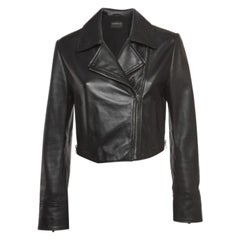 Sportmax Veste de motard croisée en cuir noir M.