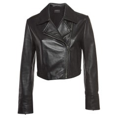 Sportmax Giacca biker cropped in pelle nera M. I.