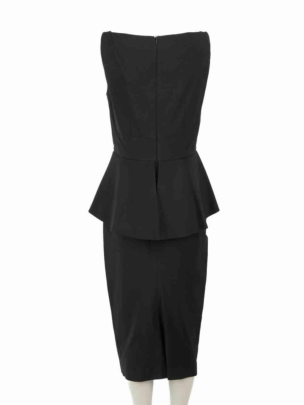Sportmax Schwarzes knielanges Kleid mit Schößchen Größe L im Zustand „Hervorragend“ im Angebot in London, GB
