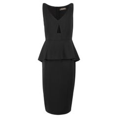 Sportmax Black Peplum Knee Length Dress Size L