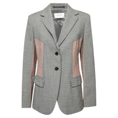 Sportmax Blazer croisé en laine à motifs noirs et roses M.