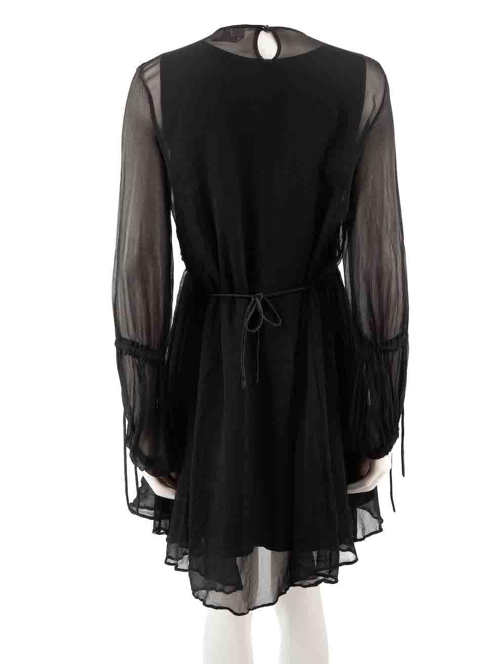 Sportmax Black Sheer Layered Long Sleeve Dress Size M In Good Condition For Sale In London, GB