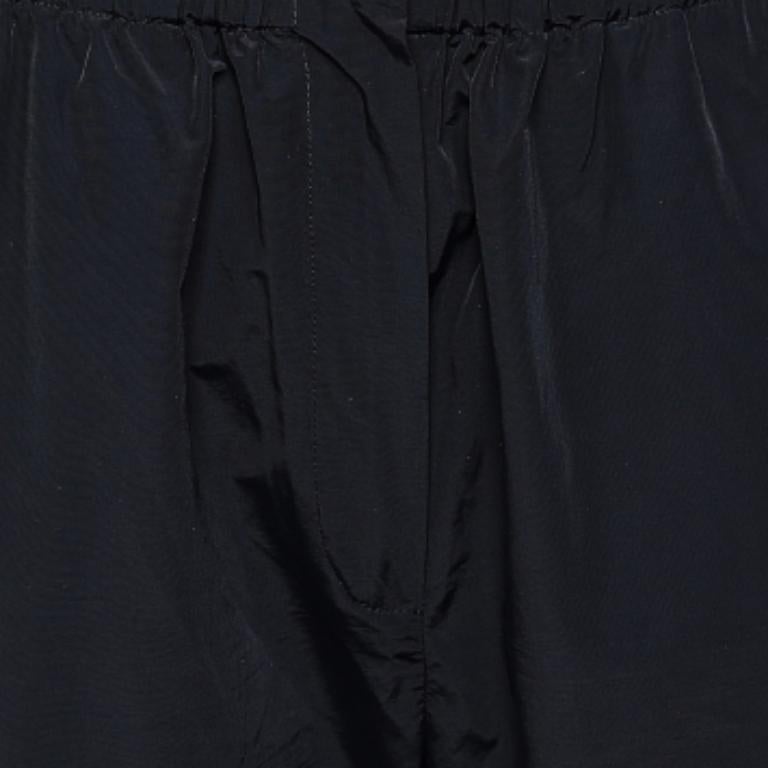 De las mujeres Sportmax Pantalón M Sintético Negro Con Contraste Acanalado Con Detalle De Cremallera en venta
