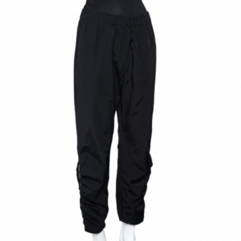 Sportmax Pantalón M Sintético Negro Con Contraste Acanalado Con Detalle De Cremallera en venta 1