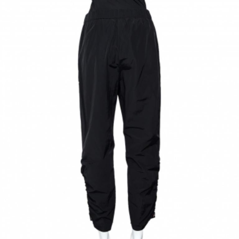 Sportmax Pantalón M Sintético Negro Con Contraste Acanalado Con Detalle De Cremallera en venta 2