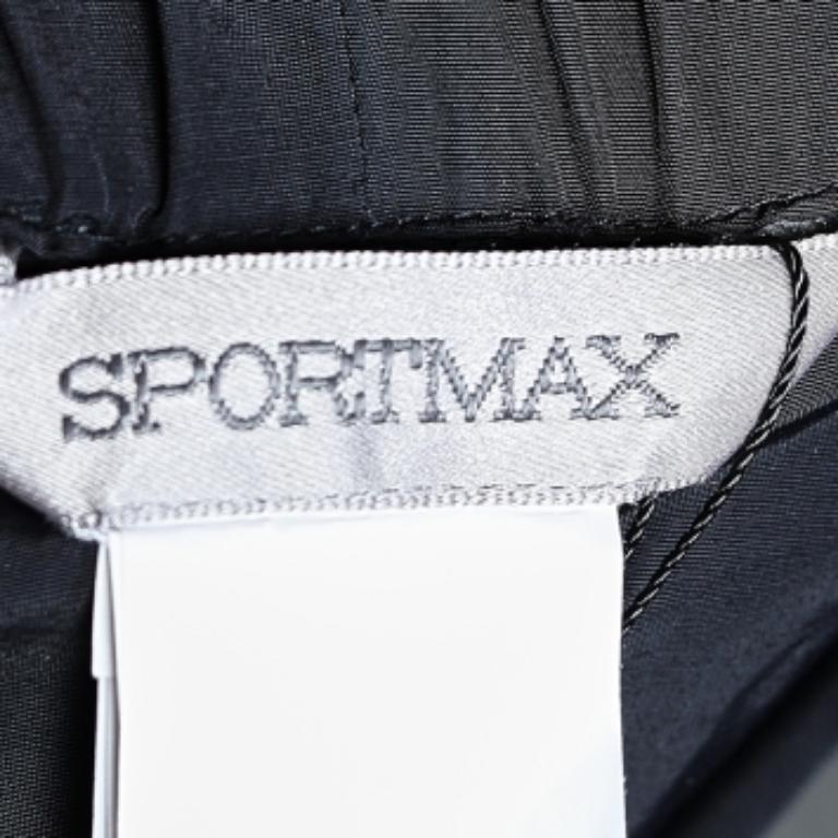 Sportmax Pantalón M Sintético Negro Con Contraste Acanalado Con Detalle De Cremallera en venta 3
