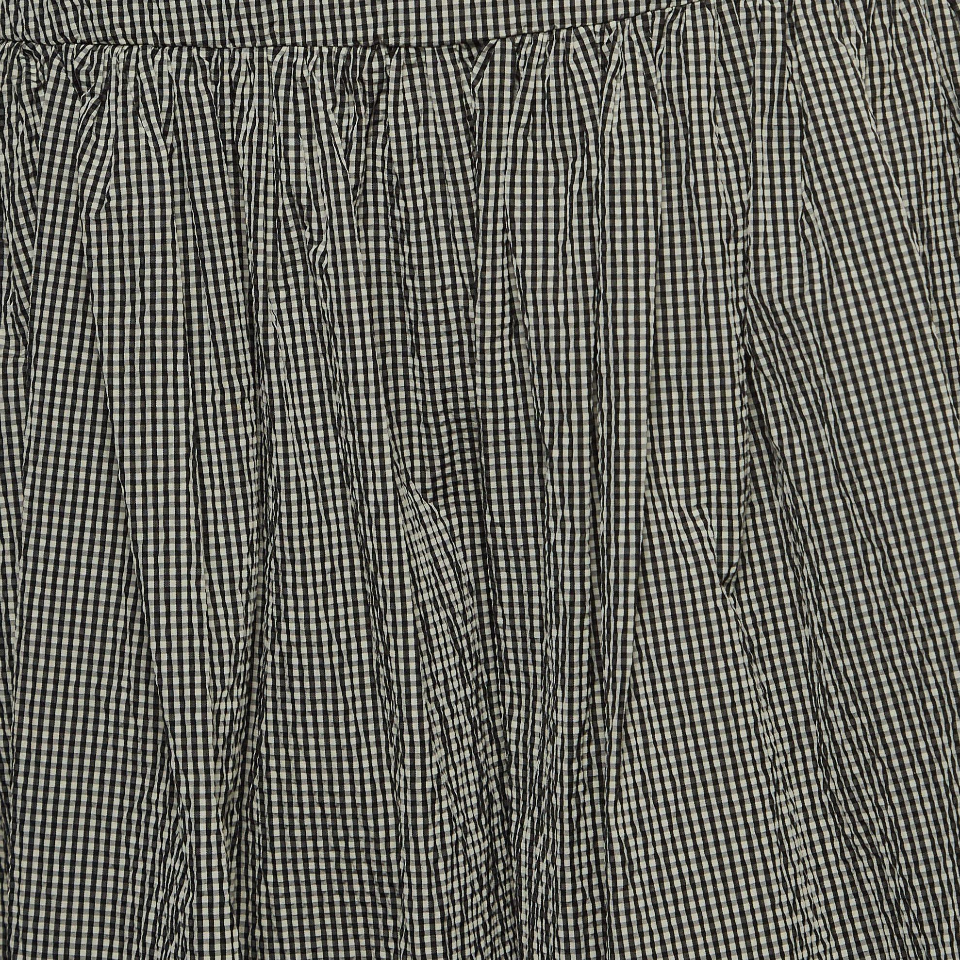 Gray Sportmax Black/White Checked Synthetic Midi Skirt M For Sale