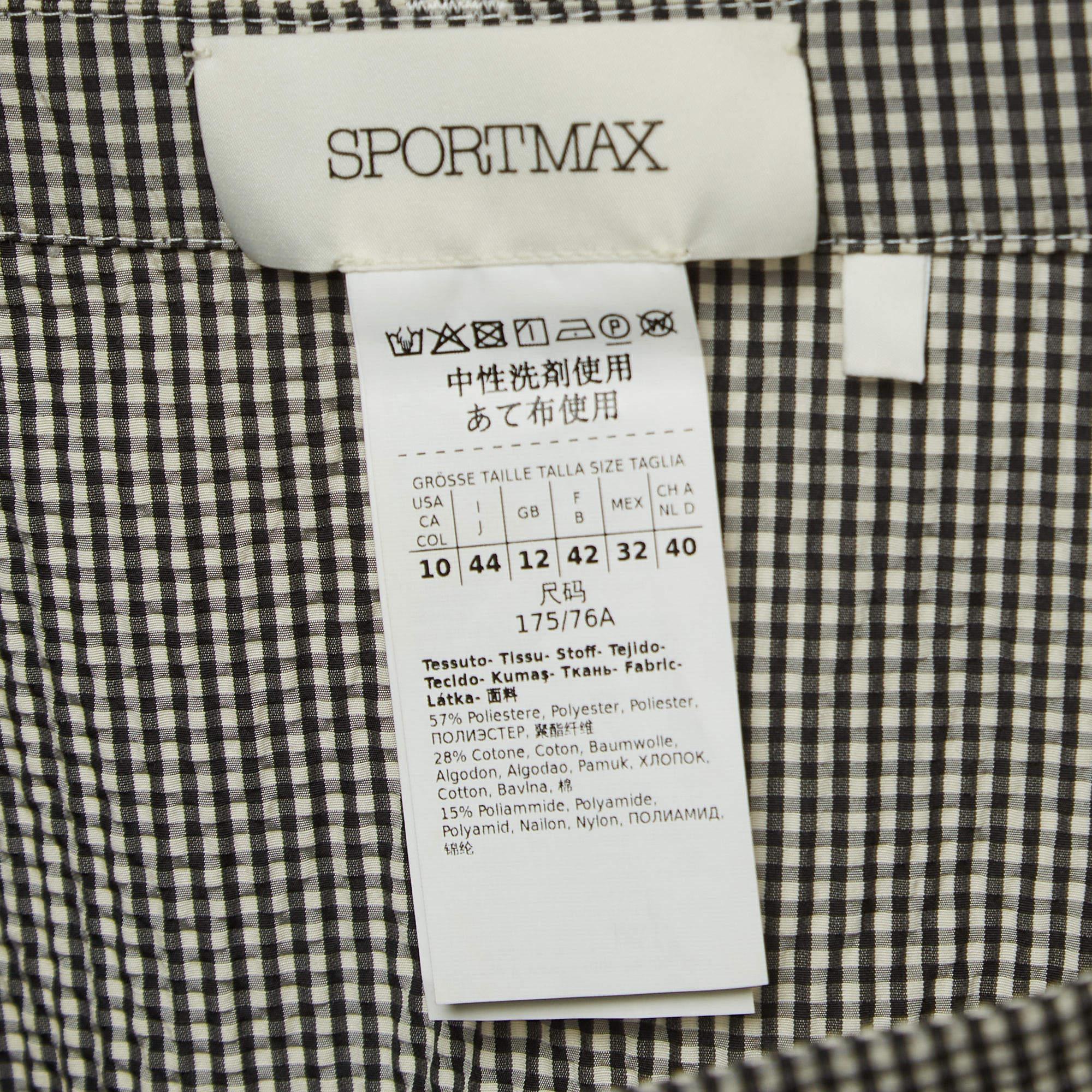 Sportmax Black/White Checked Synthetic Midi Skirt M In Good Condition For Sale In Dubai, Al Qouz 2