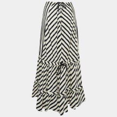 Sportmax Black/White Striped Cotton Blend Flared Maxi Skirt S